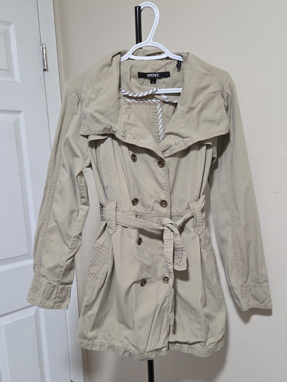 DKNY 100% Cotton Women's Tan Trench Coat Jacket